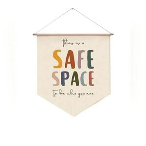 This is a safe space to be who you are canvas hanging sign home decor rainbow 🌈